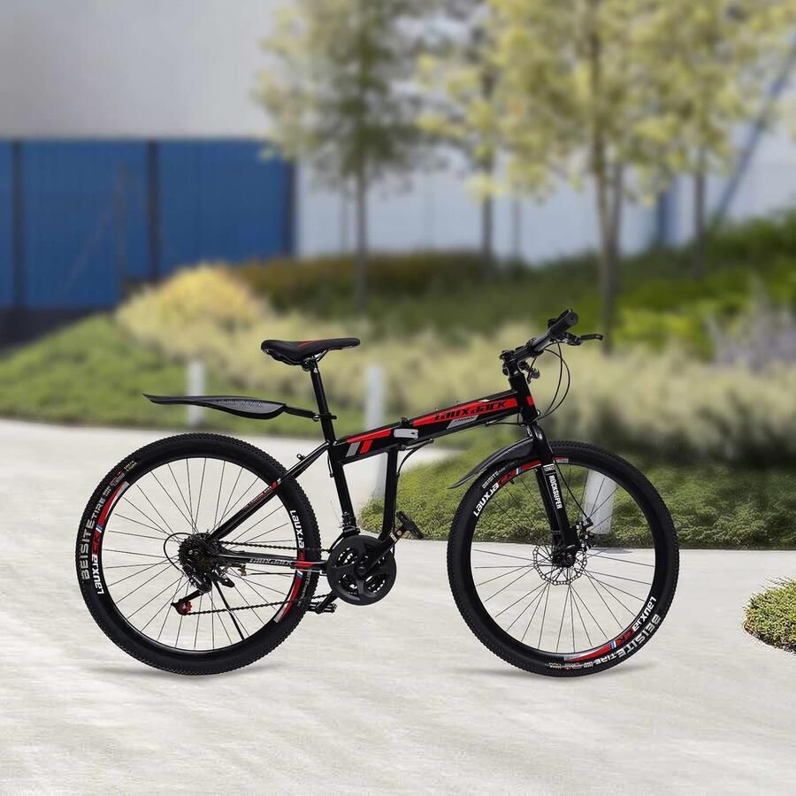 Inklapbare Mountainbike Vouwfiets 26 inch Stad en Buiten 21 Versnellingen 26 inch Zwart Rood