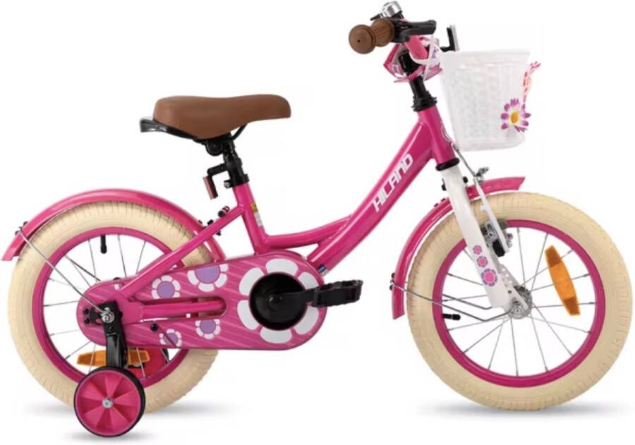 J&R Meisjesfiets 12 inch Kinderfiets 12 inch Fiets 12 inch Met zijwieltjes Mandje Roze