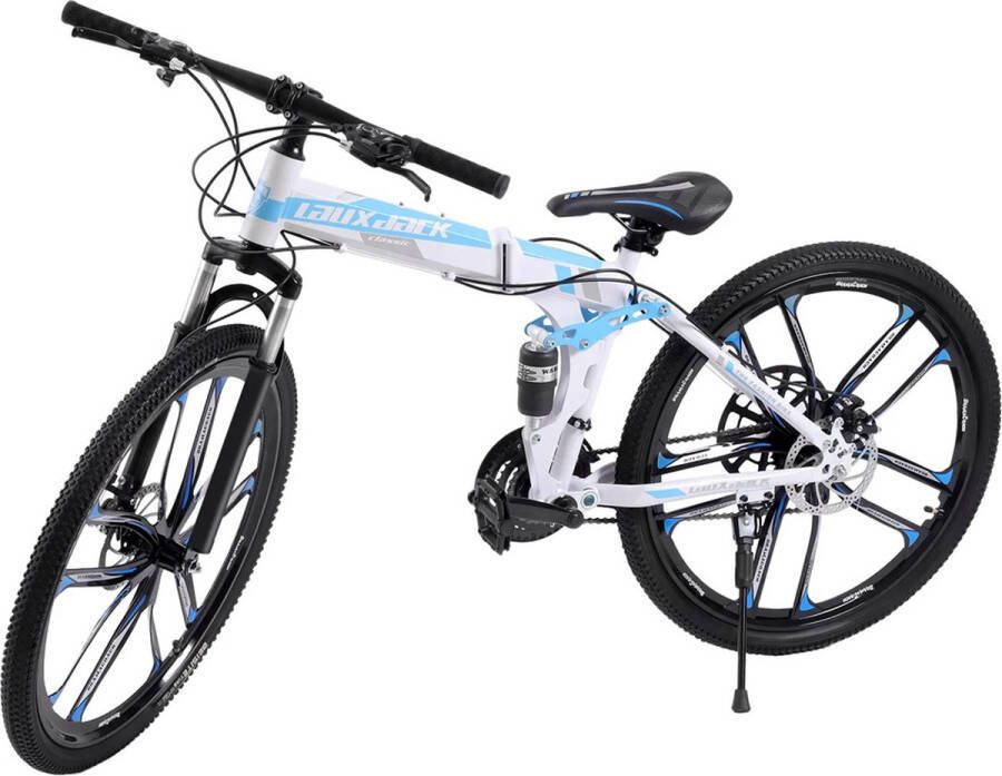 Jongensfiets 20 Inch – Kinderfiets Inclusief Bidonhouder en Standaard – 21 Versnellingen Blauw Wit