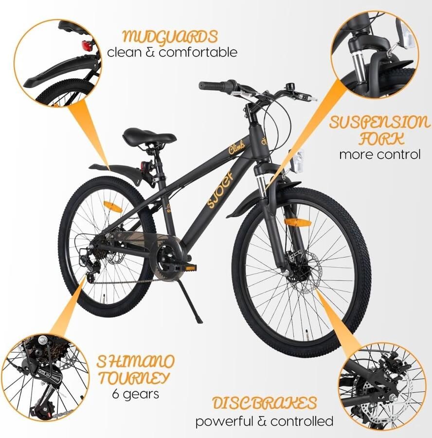 Jongensfiets 24 inch Mountainbike 6 versnellingen Schijfremmen Ideaal voor avontuurlijke ritten ShopVlot