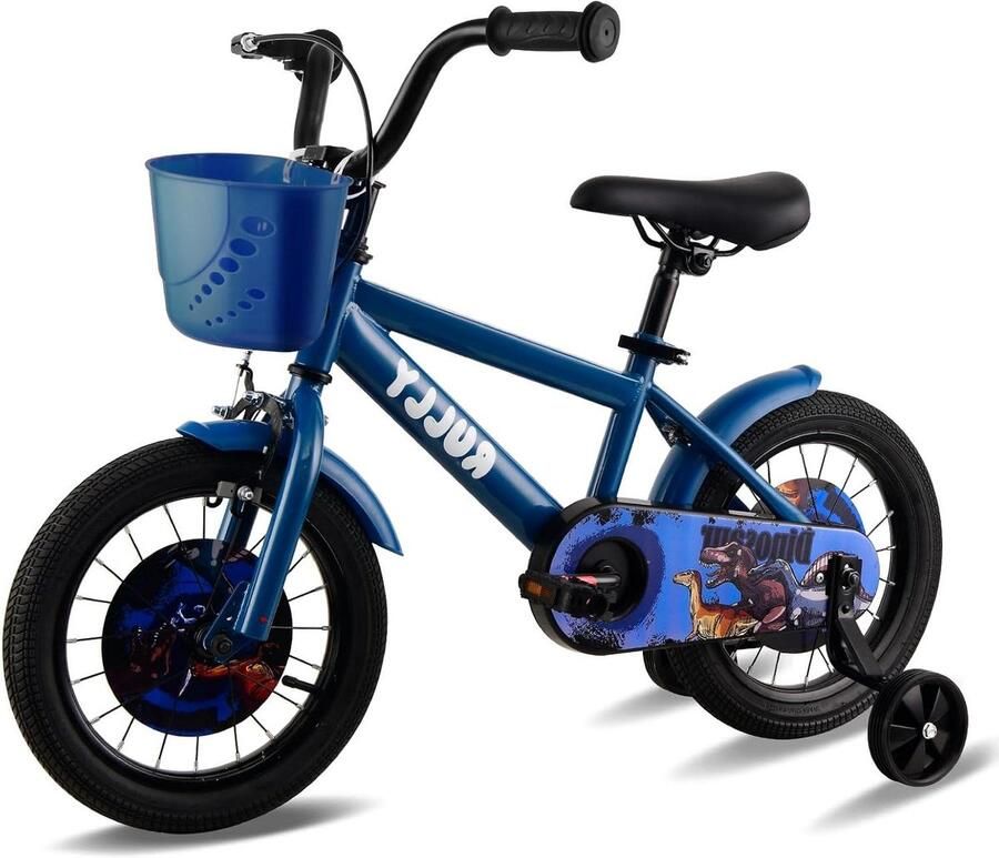 Jongensfiets Kinderfiets Leren Fietsen Afneembare Steunwielen 12 inch Blauw