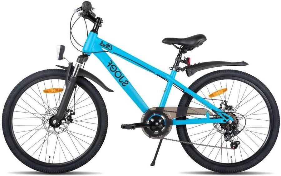Jongensfiets Mountainbike Kinderfiets Klimfiets Buiten Fietsen 6 Shimano Versnellingen 24 inch Blauw
