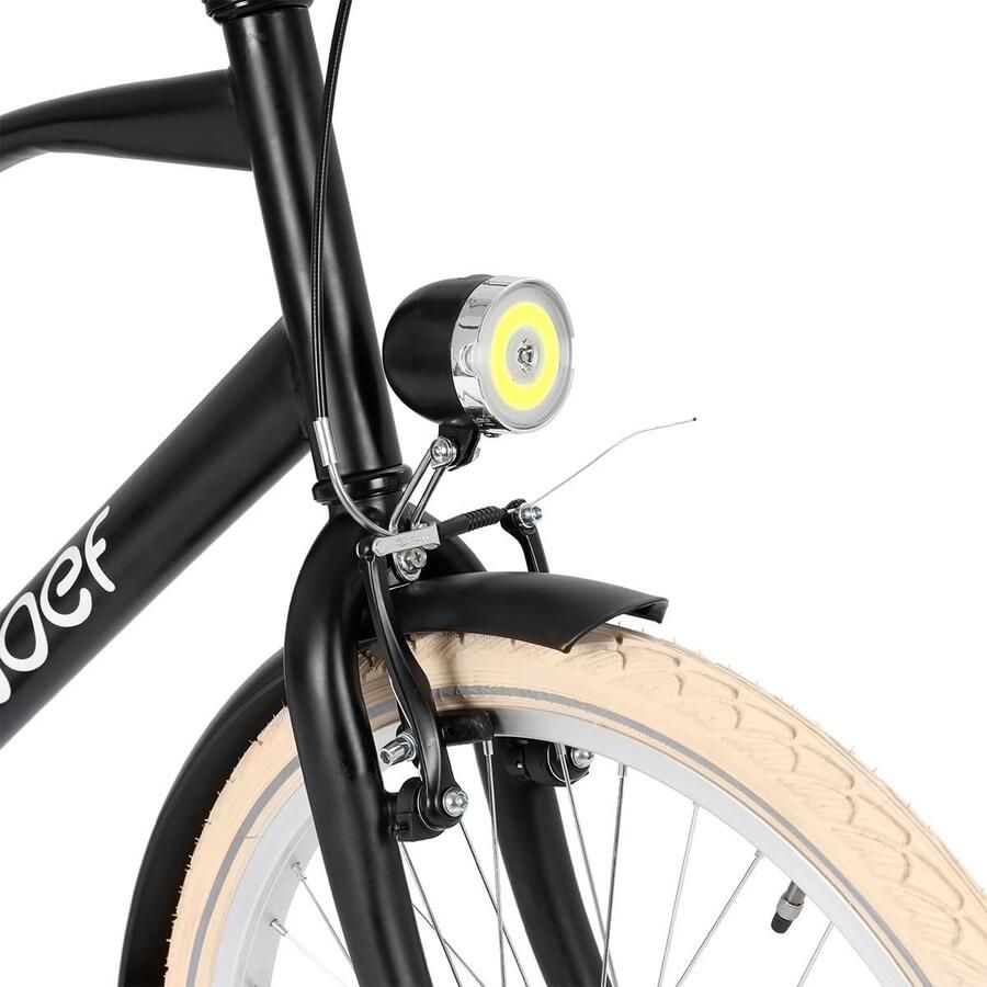Jongensfiets Stadsfiets Kinder Dagelijks Gebruik Verstelbaar Zadel en Stuur 26 inch Mat Zwart