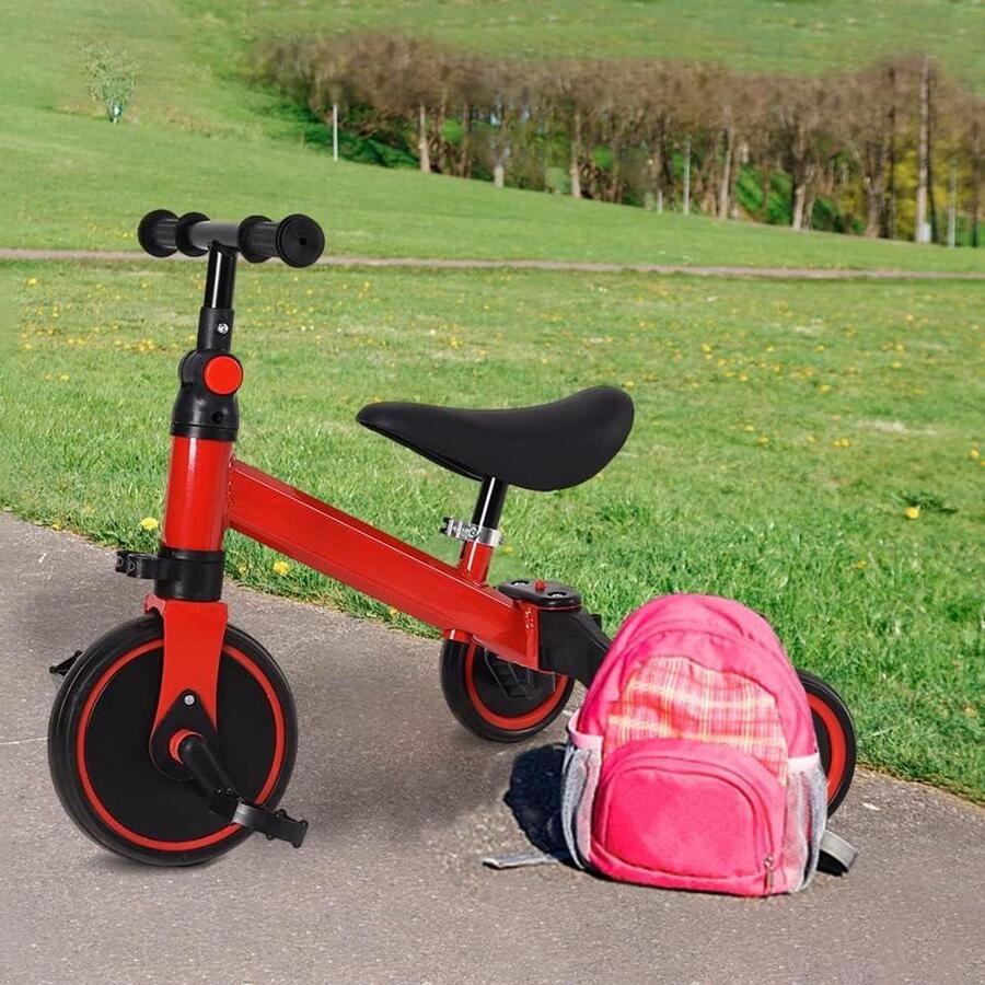 Kinder driewieler Loopfiets Buiten spelen 3-in-1 veelzijdigheid 1.85 kg Rood