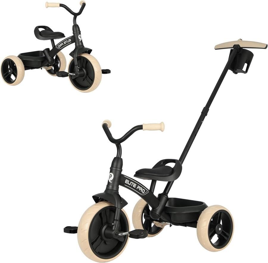 Kinder driewieler Loopfiets Buiten spelen Groeit mee met kind 2 tot 6 jaar Zwart