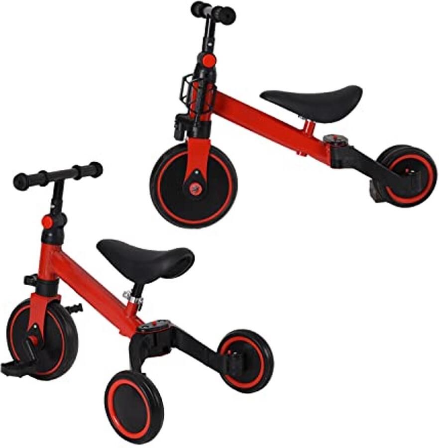Kinder driewieler Loopfiets fiets Actief spelen 3-in-1 ontwerp Tot 35 kg Zwart rood