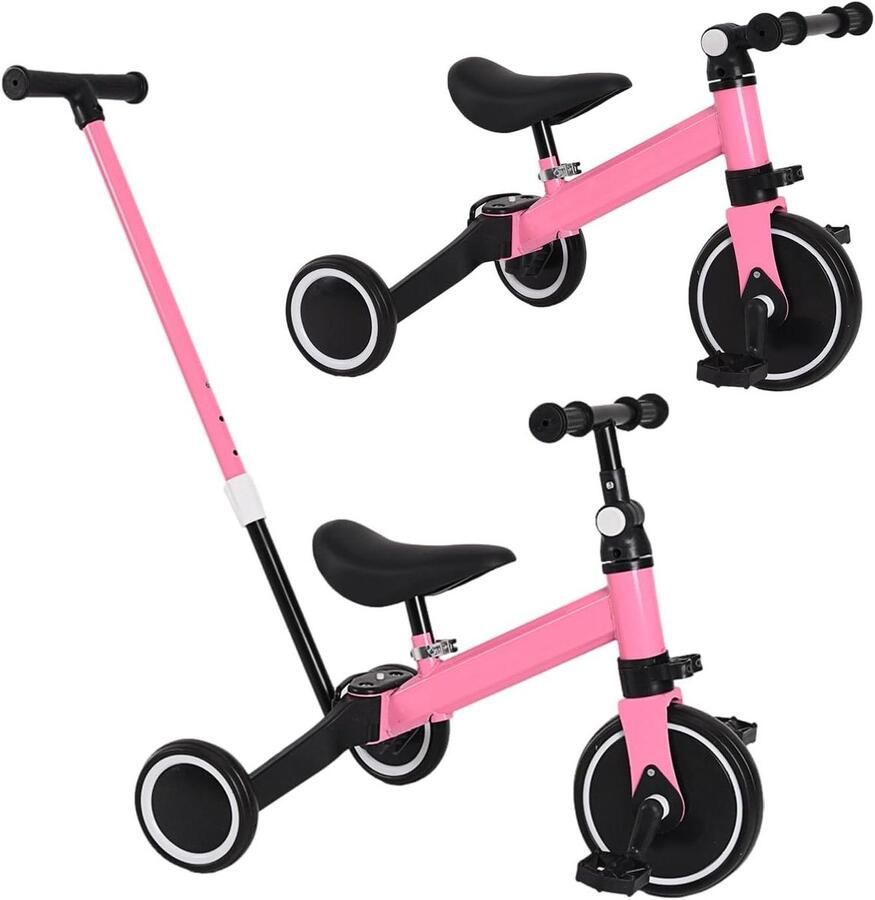 Kinder driewieler Loopfiets fiets Buiten spelen 4-in-1 ontwerp 1 tot 7 jaar Zwart
