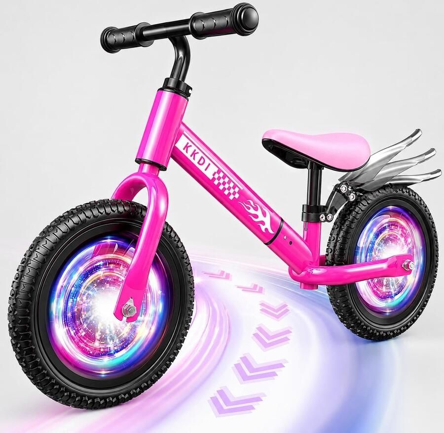 Kinder driewieler Loopfiets peuter Buiten spelen Kleurrijk verlicht wiel 43 cm hoogte Multicolor