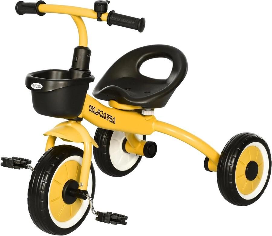 Kinder driewieler Loopfiets peuter Buiten spelen Verstelbaar zadel 70.5 cm lengte Geel