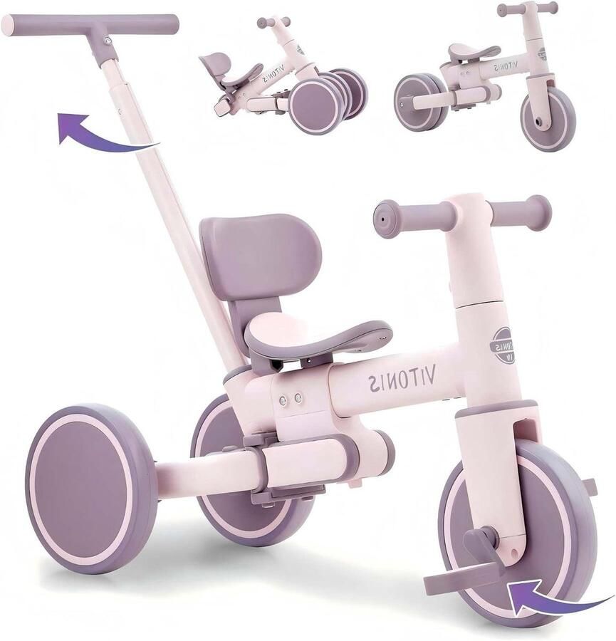 Kinder Driewieler Loopfiets Peuter Leren Fietsen 5-in-1 Modulair 1-4 Jaar Blauw