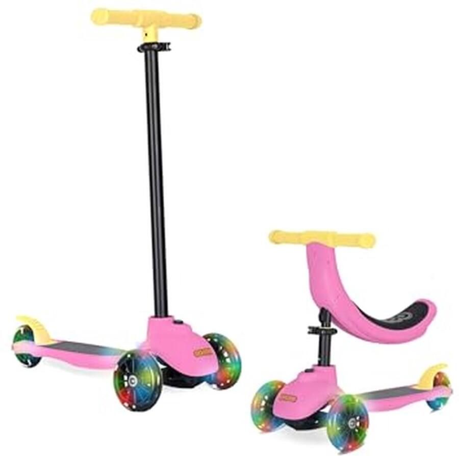 Kinder Driewieler Loopfiets Scooter Buiten Spelen 5 Functies 491 kg Roze