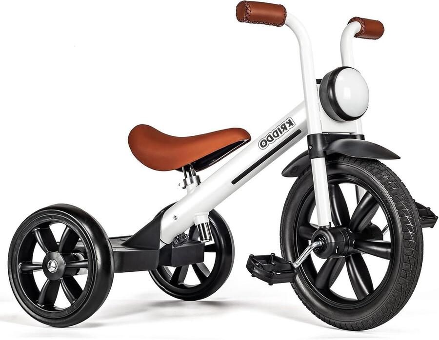 Kinder driewieler Peuter fiets Buiten spelen Lekvrije rubberen wielen 12 inch wiel Wit