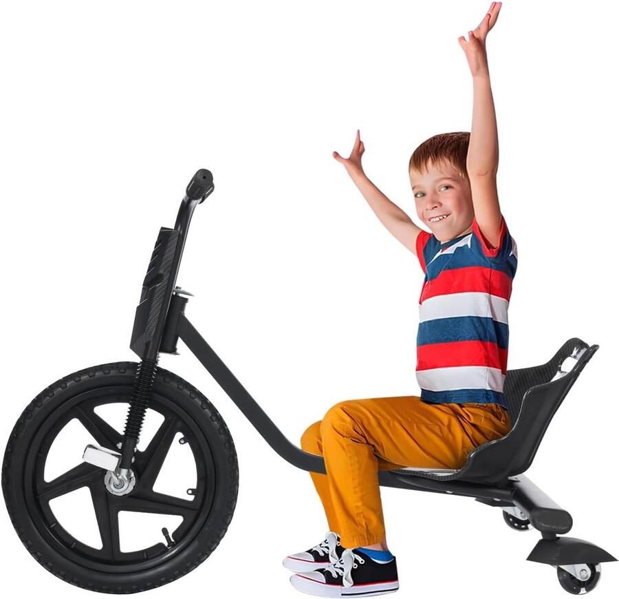 Kinder Drift Trike Drift Scooter Buiten Spelen Verstelbaar Design 90 x 68 x 60 cm Zwart