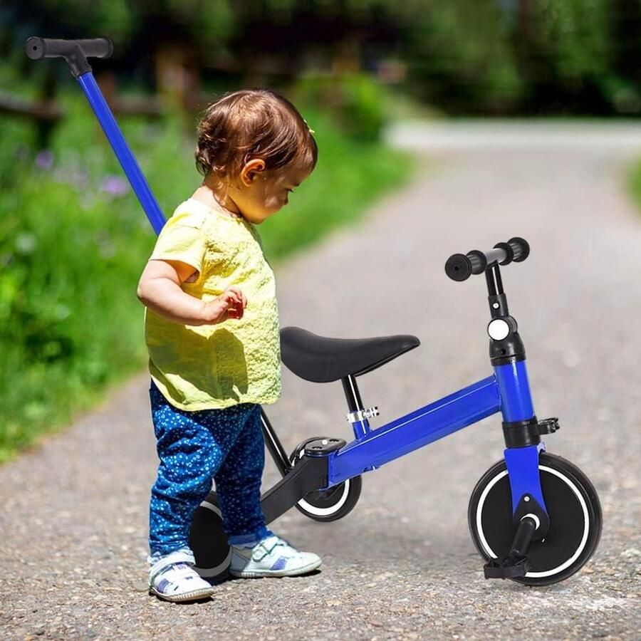 Kinder Loopfiets Peuter Driewieler Motoriek Ontwikkelen Verstelbaar Zadel Stuur 18 Maanden 4 Jaar Blauw