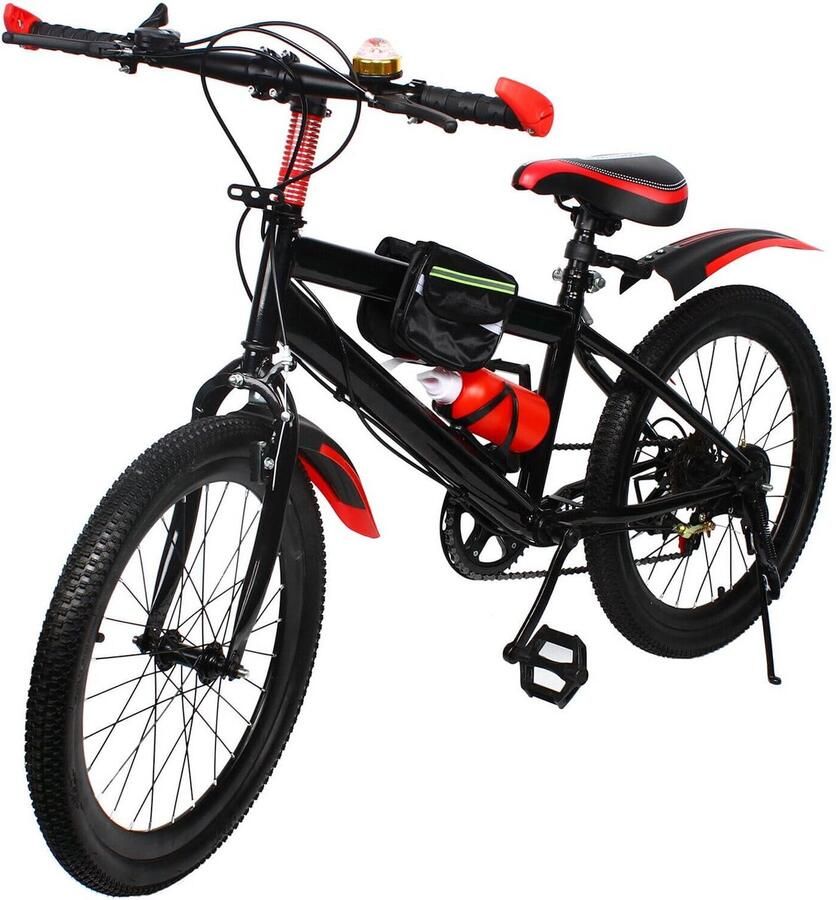 Kinderfiets 20 Inch Mountainbike Kinderen Buiten Fietsen Dubbele Schijfremmen 7 Versnellingen Rood
