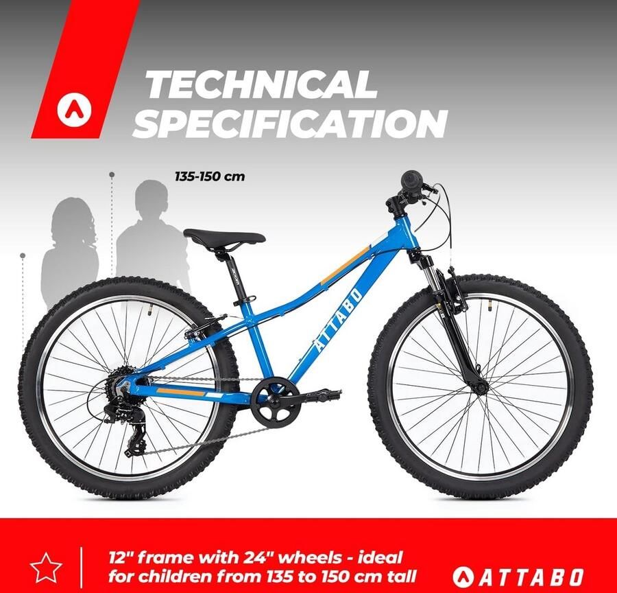 Kinder Mountainbike 24 Inch met Aluminium Frame en 8 Versnellingen - Foto 4