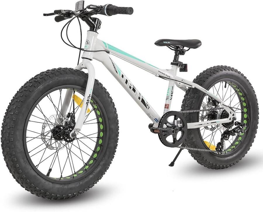 Kinder Mountainbike Fatbike Kinder Buiten Avontuur Brede All-Terrain Banden 20 Inch Wit
