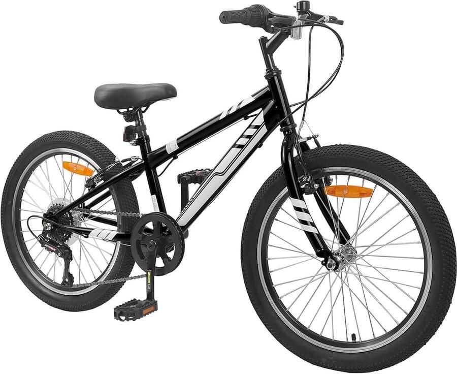 Kinder Mountainbike Jeugdfiets Buiten Plezier 6 Versnellingen 20 Inch Zwart