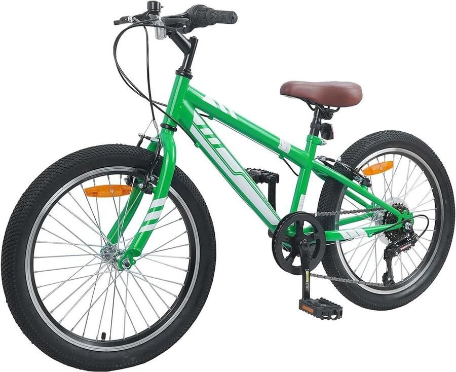 Kinder Mountainbike Jeugdfiets Vrije Tijd Outdoor Avonturen Robuuste Stalen Constructie 20 Inch Wielen Groen