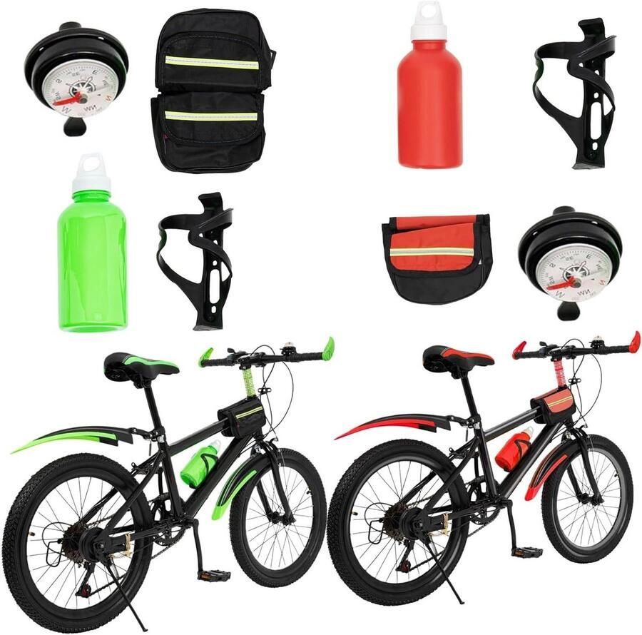 Kinder Mountainbike sfiets sfiets Buiten Fietsen 7 Versnellingen 20 inch Rood en Groen