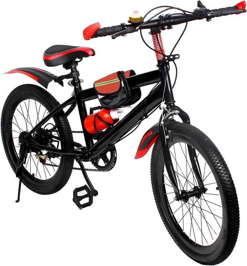 Kinder Mountainbike sfiets sfiets Buiten Fietsen 7 Versnellingen 20 inch Zwart Rood