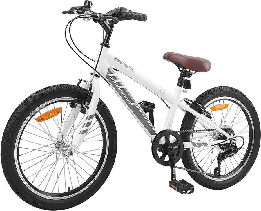 Kinder Mountainbike sfiets sfiets Vrije Tijd Verstelbaar Zadel Stuur 24 inch Wit