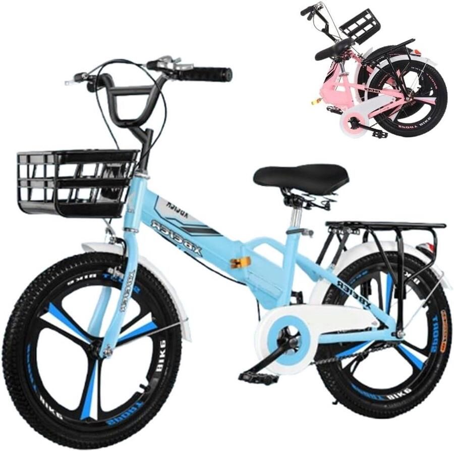 Kinder Vouwfiets Stadsfiets Kinderfiets Schoolritjes Maken Dubbele V-Remmen 20 inch Zwart