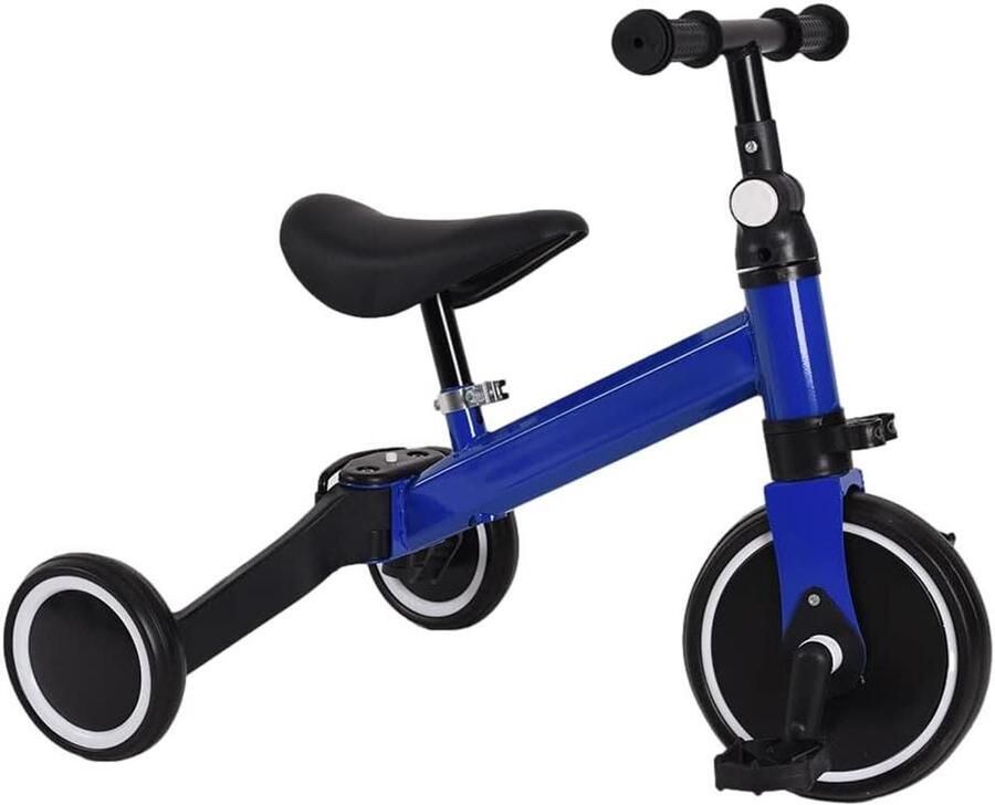 Kinderdriewieler Loopfiets 3-in-1 fiets Buitenspelen Verstelbaar zadel 15 kg Blauw