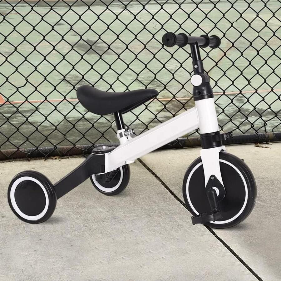 Kinderdriewieler Loopfiets 3-in-1 fiets Kind Ontwikkeling Lichtgewicht Duurzaam 15 kg capaciteit Wit