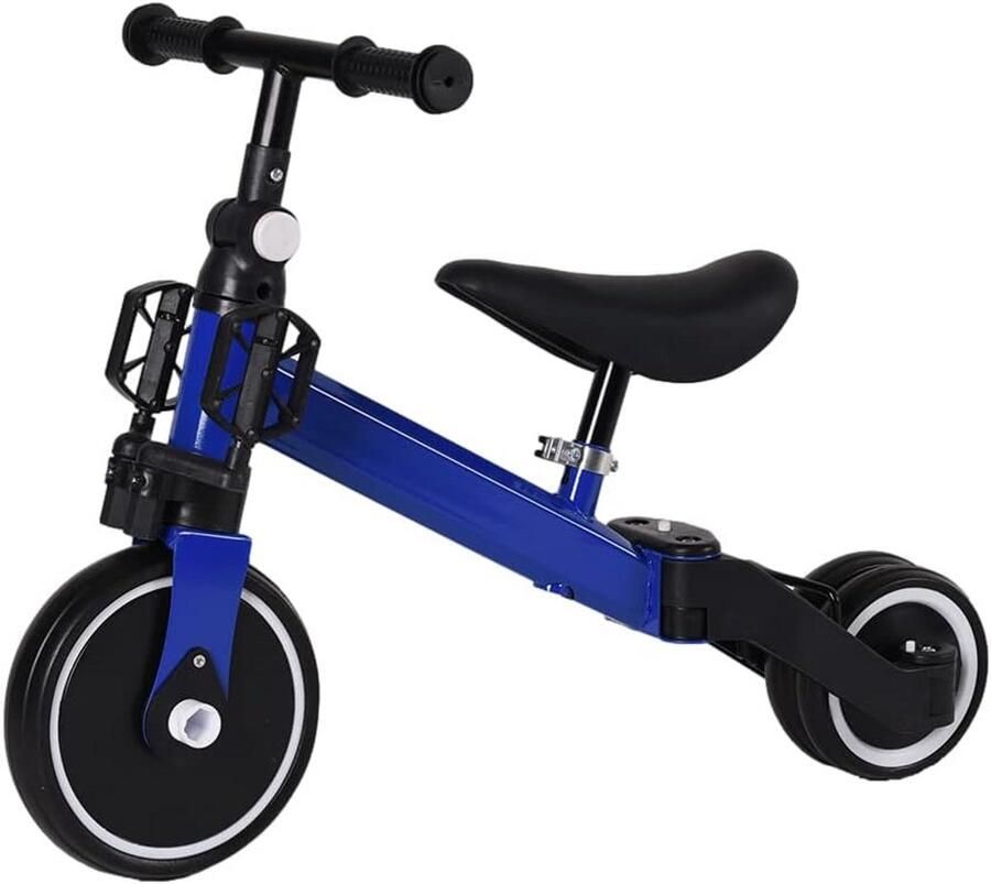 Kinderdriewieler Loopfiets 3-in-1 fiets Leren Balanceren Robuust Stalen Frame 18 Maanden+ Blauw