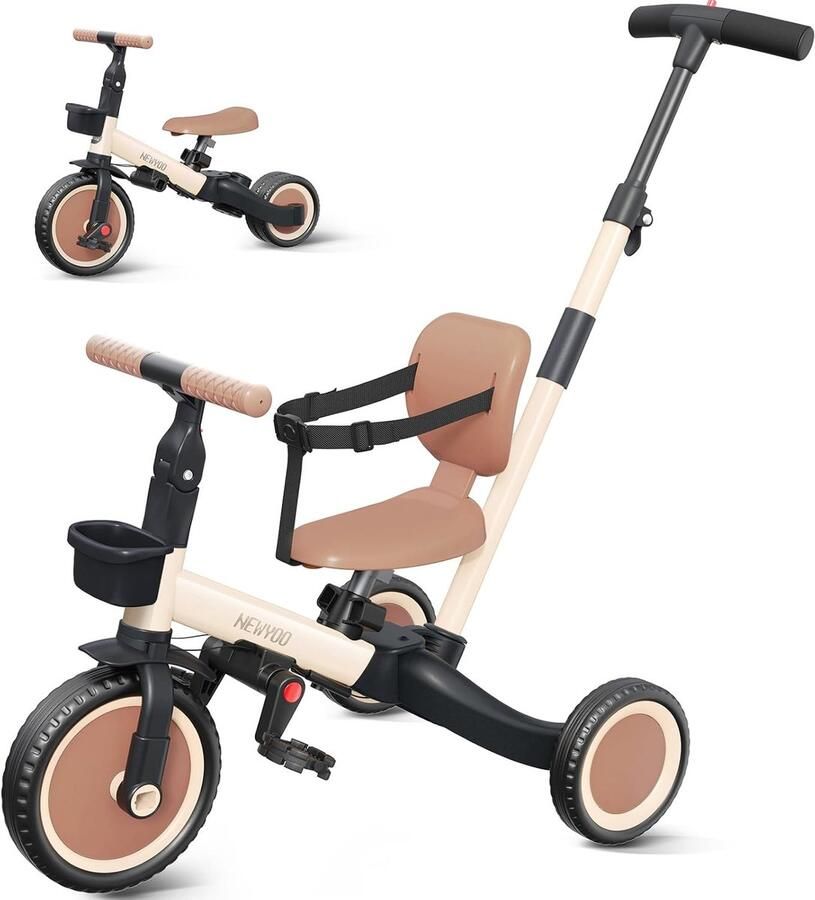 Kinderdriewieler Loopfiets 3-in-1 Fiets Leren Fietsen 5 Modellen 62 x 43 x 50 cm Khaki