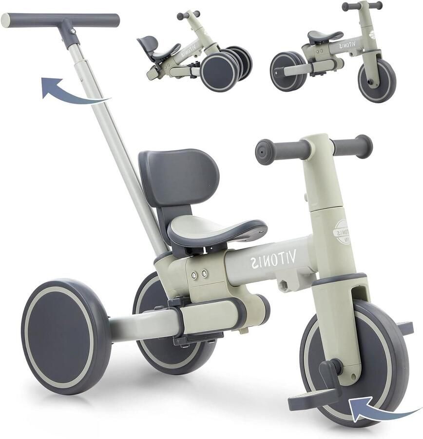 Kinderdriewieler Loopfiets Actief Spelen 5-in-1 75 cm Groen