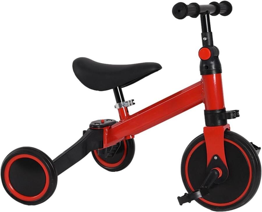 Kinderdriewieler Loopfiets Balansfiets Leren Fietsen Multifunctioneel 3-in-1 60 cm x 42 cm x 49 cm Rood