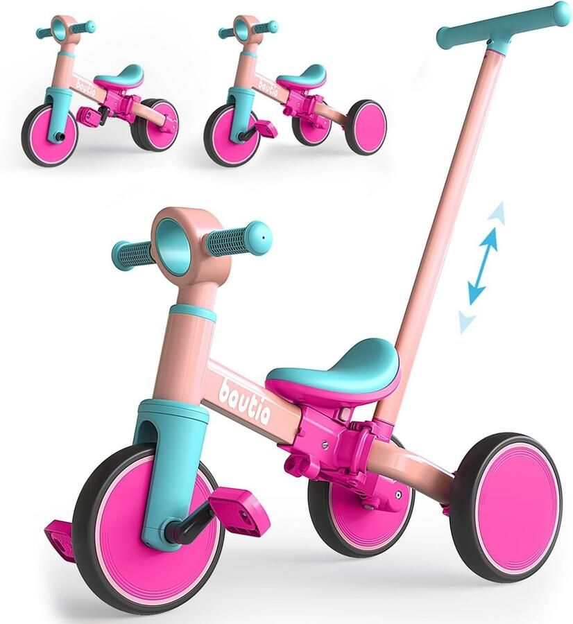 Kinderdriewieler Loopfiets Kind Ontwikkelen 5 Modi 34 x 69 x 68 cm Roze