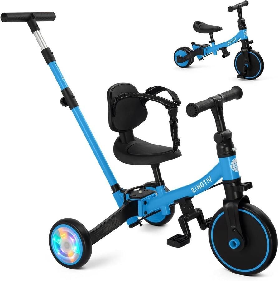 Kinderdriewieler Loopfiets Kinderen Leren Fietsen 5-in-1 Flexibel Ontwerp 18 Maanden tot 5 Jaar Blauw