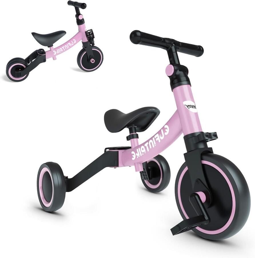 Kinderdriewieler Loopfiets Ontwikkeling Balans 5-in-1 Functie 61 x 44 x 50 cm Donkerpaars