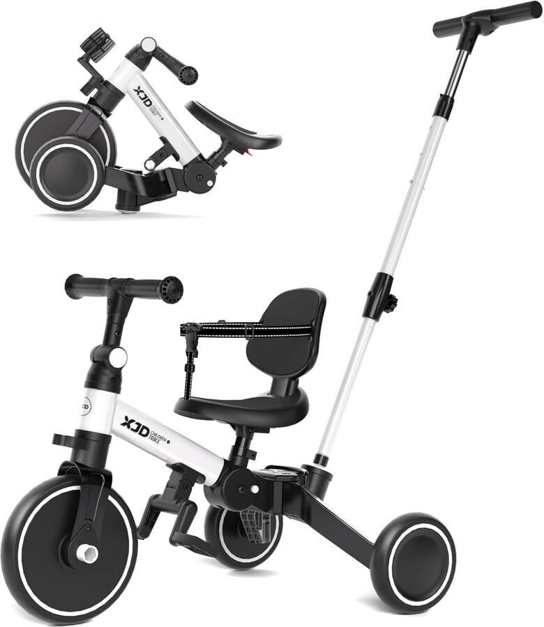 Kinderdriewieler Loopfiets peuter Leren fietsen 5-in-1 functie 50 x 28 x 65 cm Wit