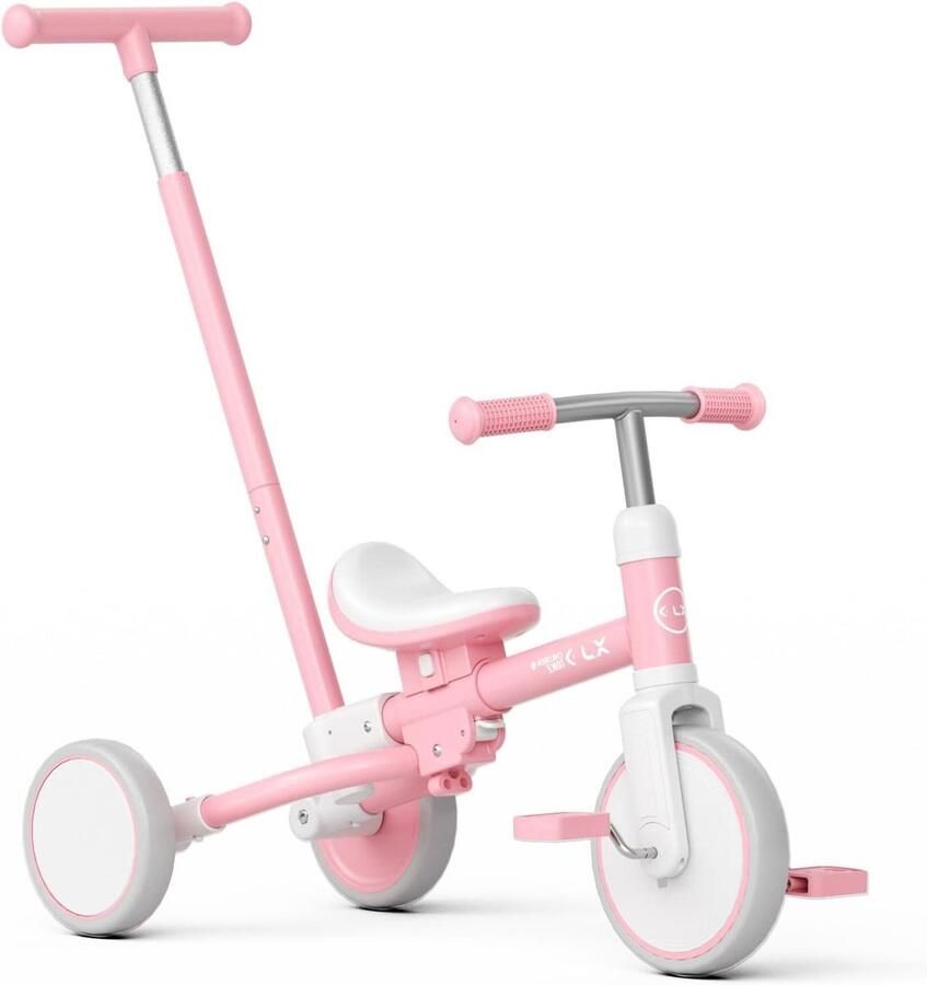 Kinderdriewieler Loopfiets peuter Spelend leren fietsen 5-in-1 multifunctioneel Verstelbaar Roze