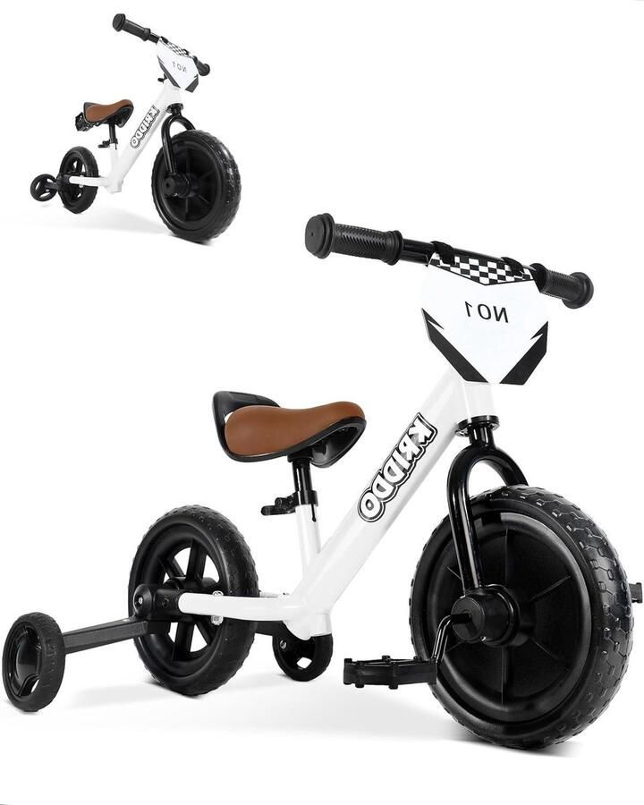 Kinderdriewieler Loopfiets Peuterfiets Balansfiets Leren Fietsen 2-in-1 Functie Vanaf 18 Maanden Wit