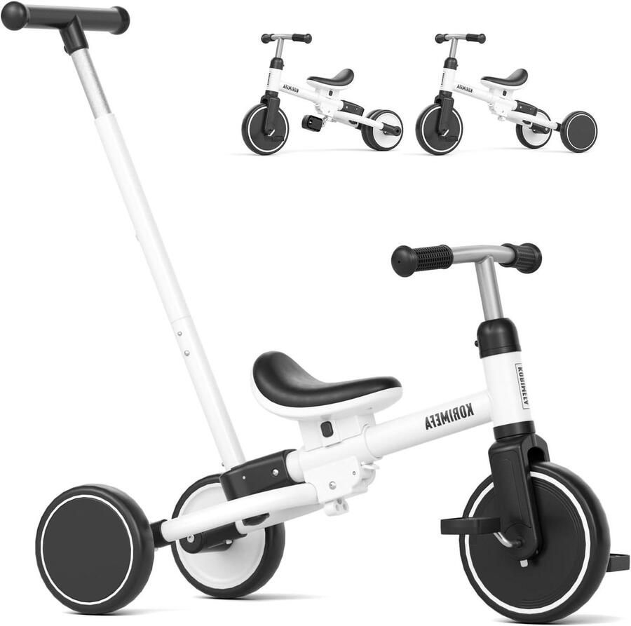 Kinderdriewieler Loopfiets Peuterfiets Ontwikkelen Balans 5-in-1 Modulair Ontwerp 60 x 30 x 40 cm Wit
