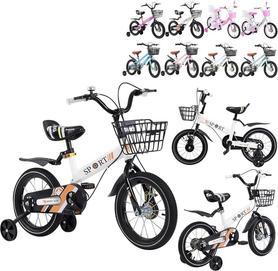 Kinderfiets 12 14 of 16 inch met d en zijwieltjes Geschikt voor en 2-8 Jaar