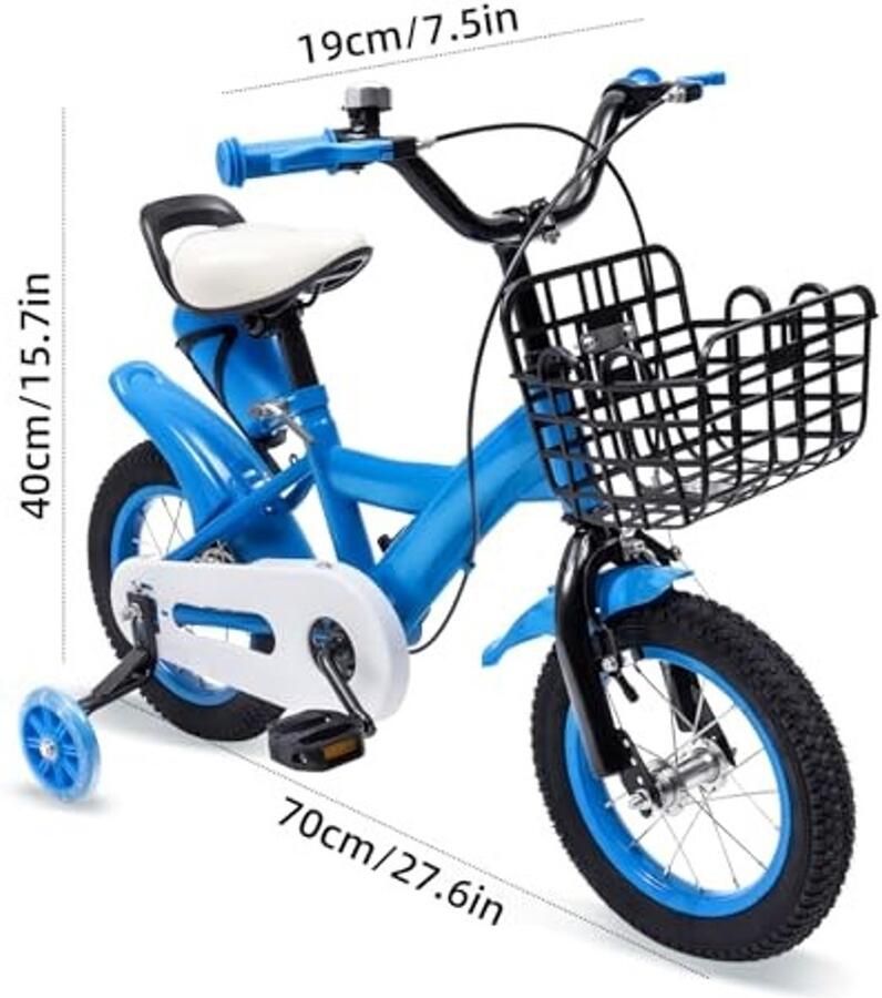 Kinderfiets 12 Inch Blauw met Stabilisatoren en Verstelbaar Zadel