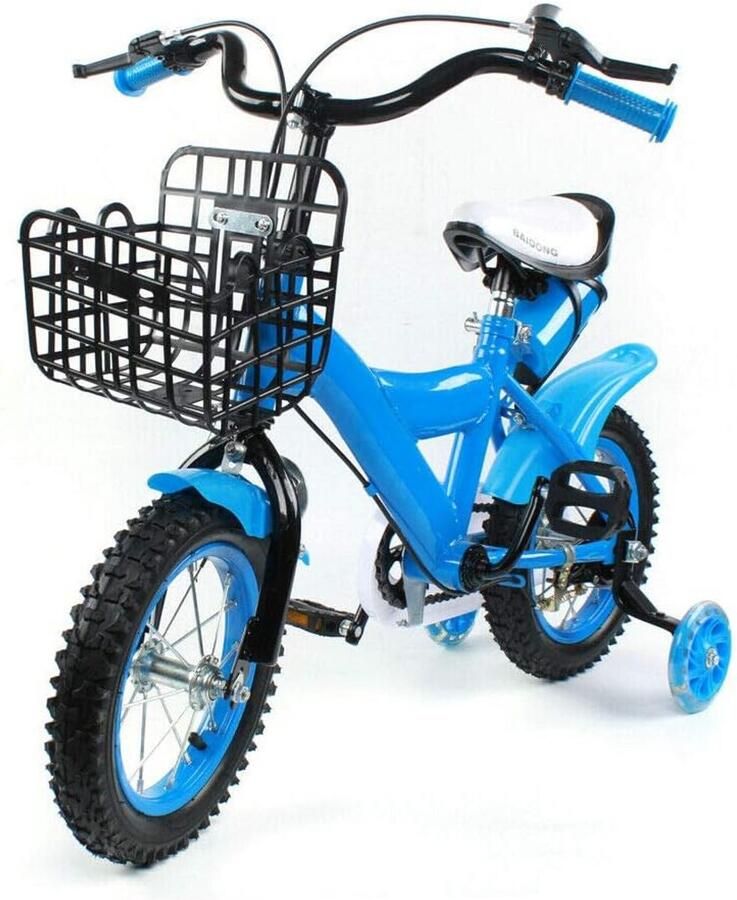Kinderfiets 12 inch en Stevige Blauwe Kinderfiets met Zijwieltjes