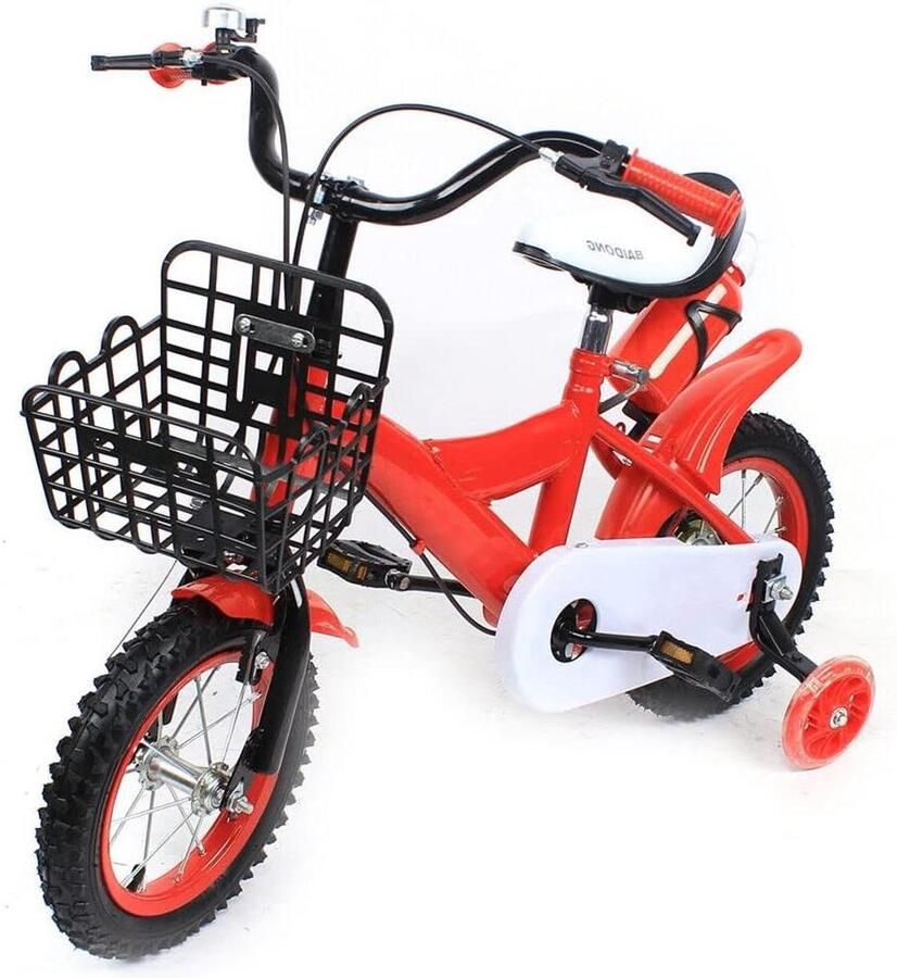 Kinderfiets 12 inch fiets Leren fietsen Dubbele rem 12 inch Rood