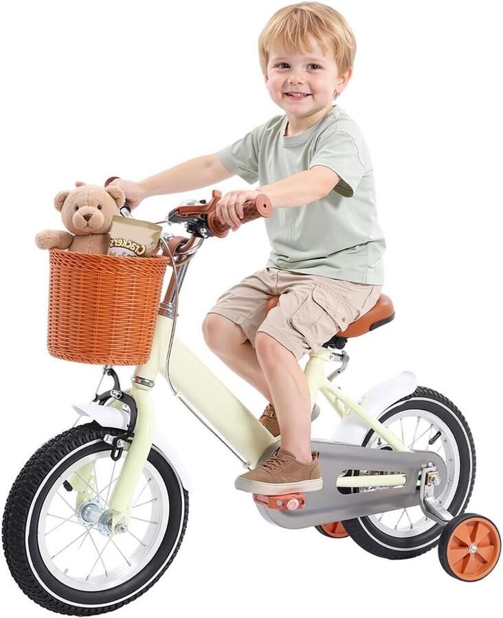 Kinderfiets 12 inch Loopfiets Leerfiets Leren Fietsen 2-in-1 Leermodus 12 inch Geel