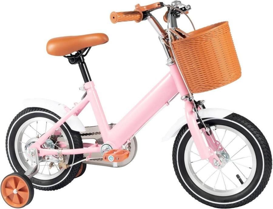 Kinderfiets 12 inch Loopfiets meisjes Leren fietsen Met steunwielen 12 inch Roze