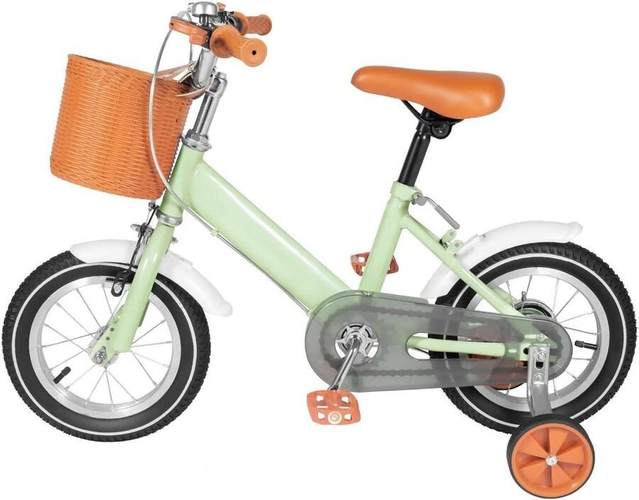 Kinderfiets 12 inch Loopfiets met Stabilisatoren Leren Fietsen Stabiel Carbon Frame 60-70 cm Groen