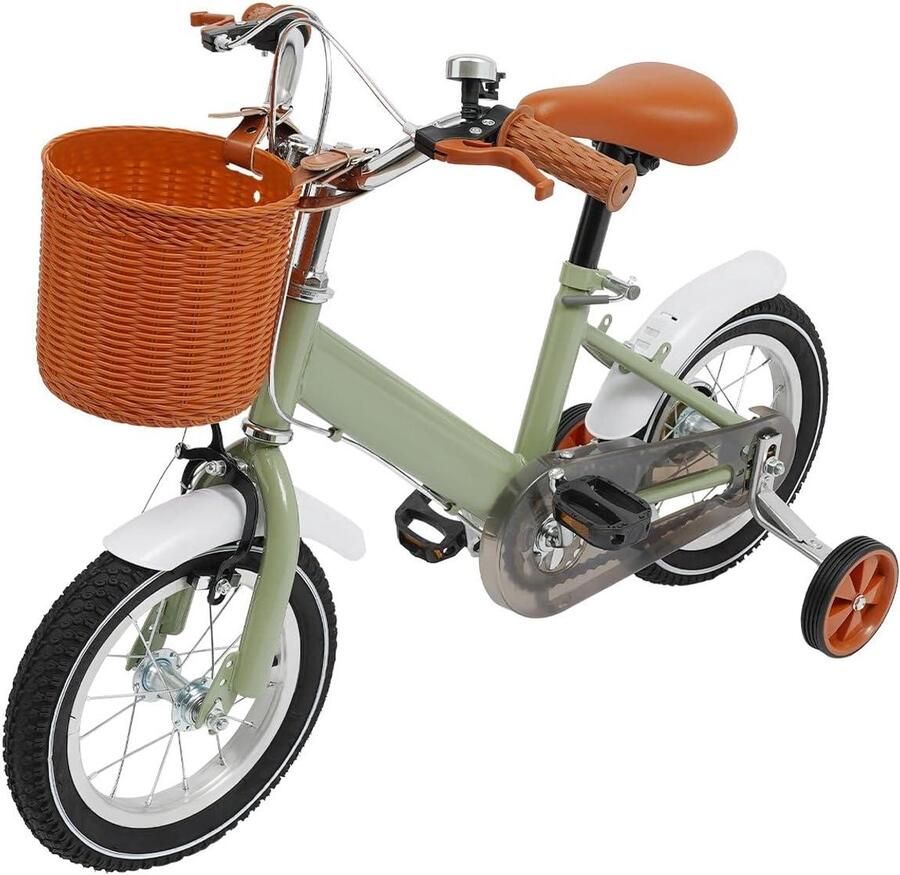 Kinderfiets 12 inch Loopfiets met steunwielen Leren fietsen In hoogte verstelbaar 82 cm lengte Groen