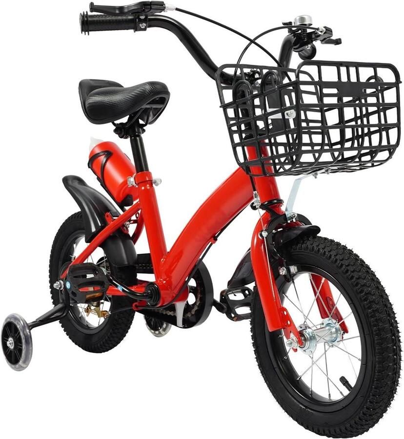 Kinderfiets Loopfiets Fietstraining Verstelbaar Stuur en Zadel 14 Inch Rood