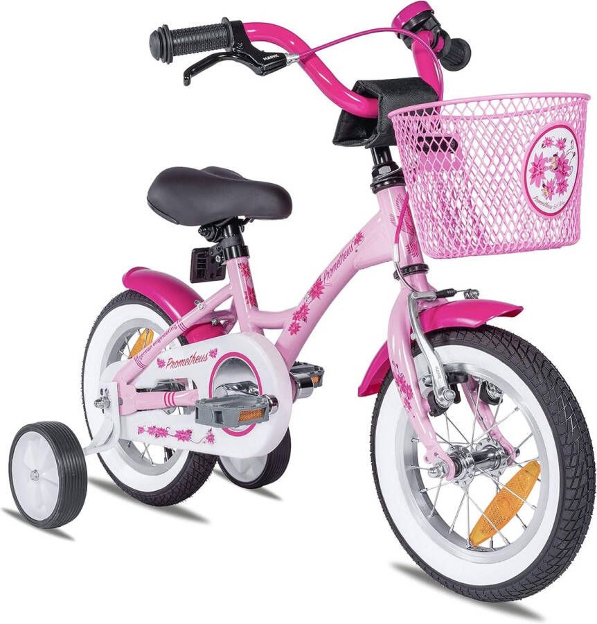 Kinderfiets 12 inch meisjes- fiets meisje van 3 jaar met zijwieltjes terugtraprem Meisjesfiets 12 inch in roze